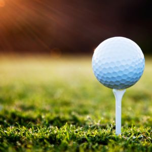 Close up of golf ball on tee